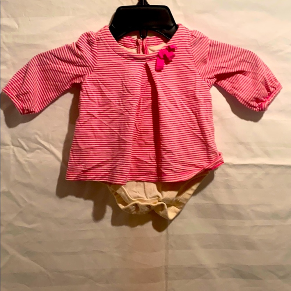 Girls Baby Gap 3-6 Months Pink Striped LS Onesie